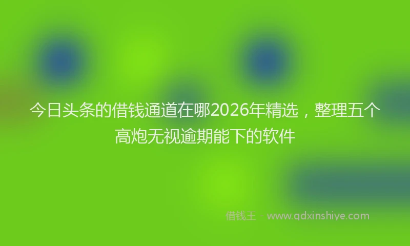 今日头条的借钱通道在哪2026年精选，整理五个高炮无视逾期能下的软件