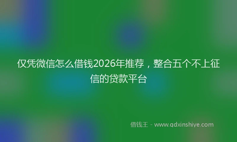 仅凭微信怎么借钱2026年推荐，整合五个不上征信的贷款平台