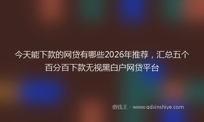 今天能下款的网贷有哪些2026年推荐，汇总五个百分百下款无视黑白户网贷平台