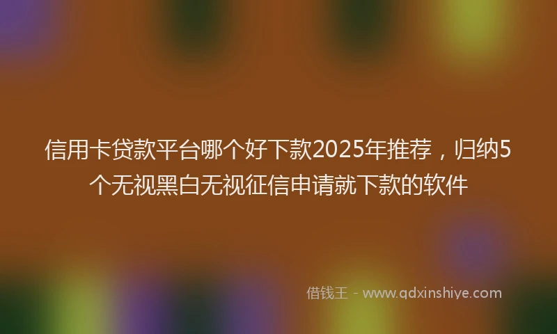 信用卡贷款平台哪个好下款2025年推荐，归纳5个无视黑白无视征信申请就下款的软件