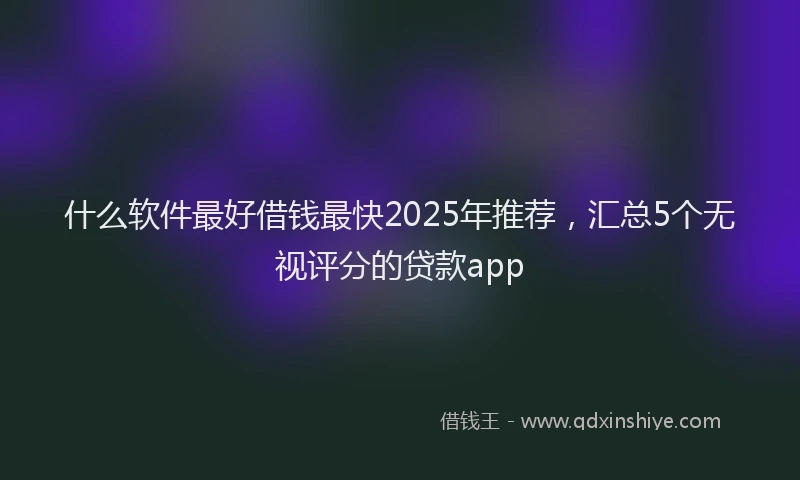 什么软件最好借钱最快2025年推荐，汇总5个无视评分的贷款app