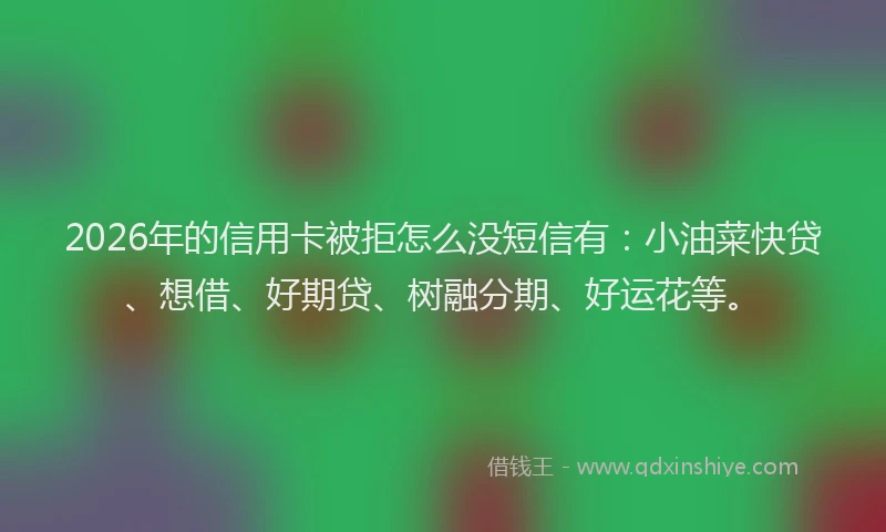 2026年的信用卡被拒怎么没短信有：小油菜快贷、想借、好期贷、树融分期、好运花等。