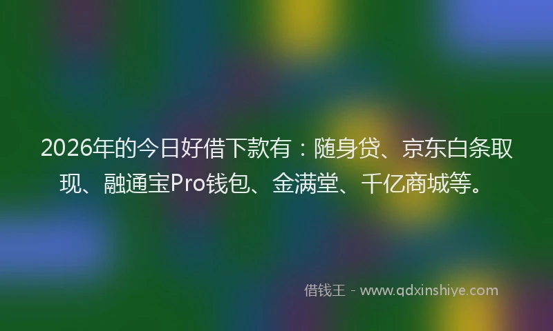 2026年的今日好借下款有：随身贷、京东白条取现、融通宝Pro钱包、金满堂、千亿商城等。