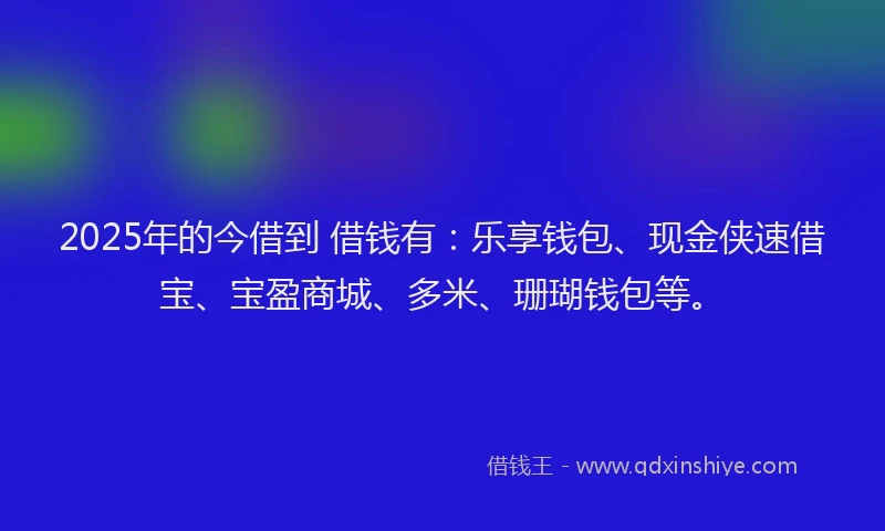 2025年的今借到 借钱有：乐享钱包、现金侠速借宝、宝盈商城、多米、珊瑚钱包等。