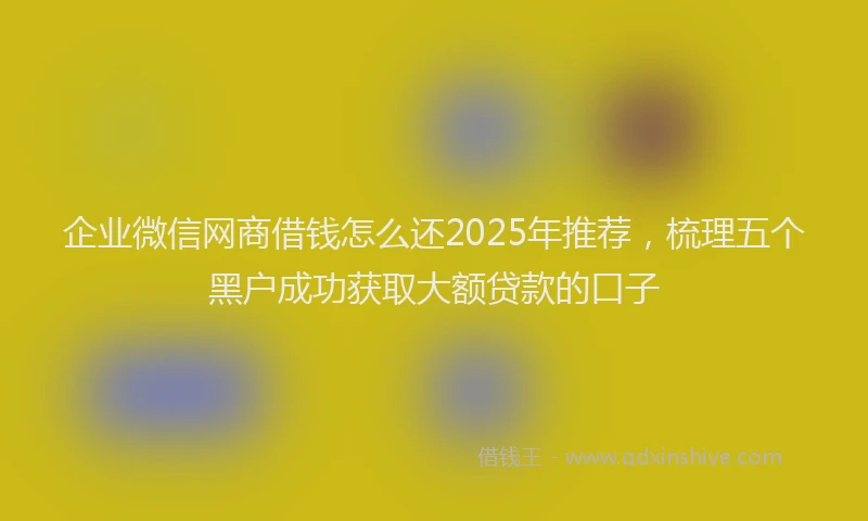企业微信网商借钱怎么还2025年推荐，梳理五个黑户成功获取大额贷款的口子