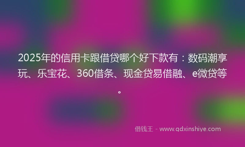 2025年的信用卡跟借贷哪个好下款有：数码潮享玩、乐宝花、360借条、现金贷易借融、e微贷等。