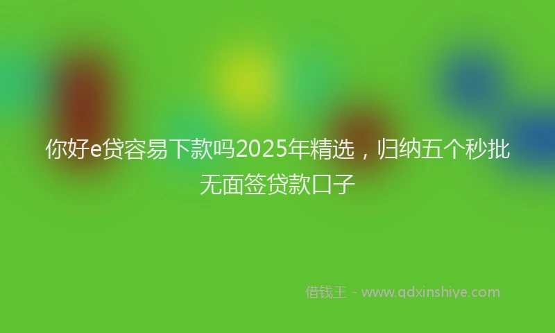 你好e贷容易下款吗2025年精选，归纳五个秒批无面签贷款口子