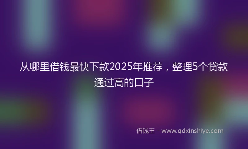 从哪里借钱最快下款2025年推荐，整理5个贷款通过高的口子