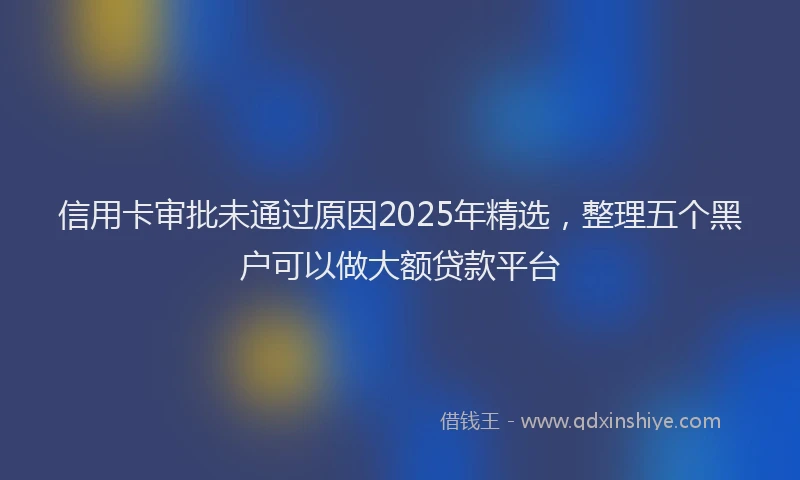 信用卡审批未通过原因2025年精选，整理五个黑户可以做大额贷款平台