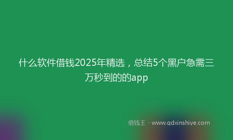 什么软件借钱2025年精选，总结5个黑户急需三万秒到的的app