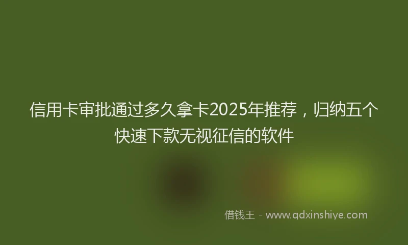 信用卡审批通过多久拿卡2025年推荐，归纳五个快速下款无视征信的软件
