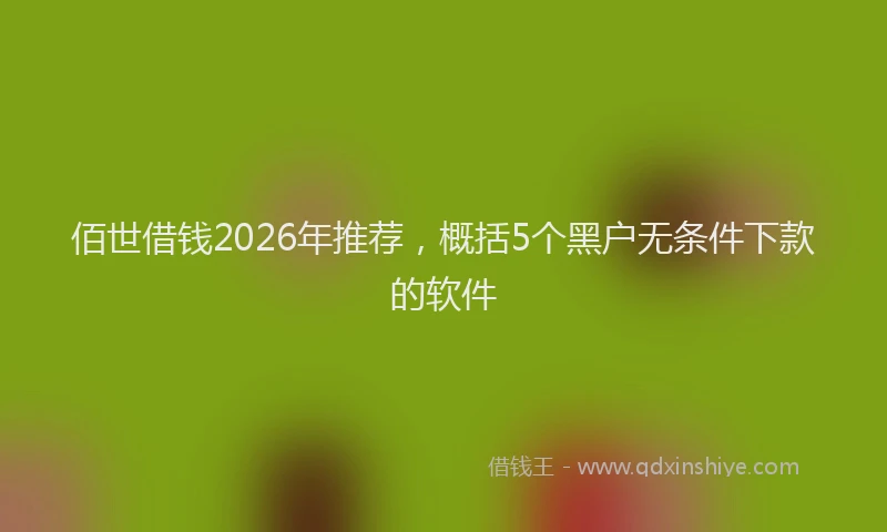 佰世借钱2026年推荐，概括5个黑户无条件下款的软件