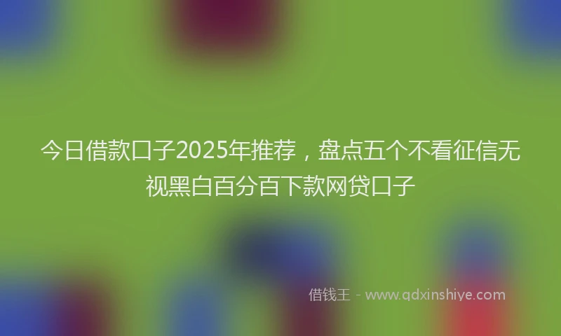 今日借款口子2025年推荐,盘点五个不看征信无视黑白百分百下款网贷口子