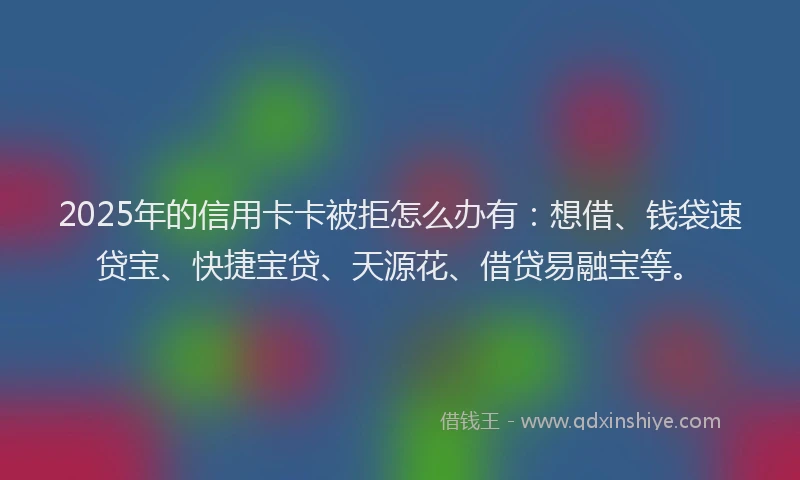 2025年的信用卡卡被拒怎么办有：想借、钱袋速贷宝、快捷宝贷、天源花、借贷易融宝等。