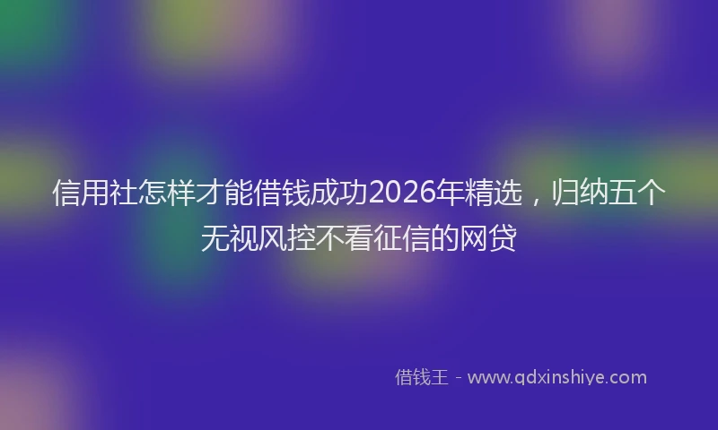 信用社怎样才能借钱成功2026年精选，归纳五个无视风控不看征信的网贷