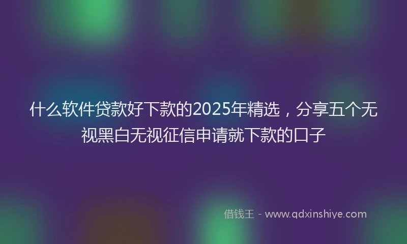 什么软件贷款好下款的2025年精选，分享五个无视黑白无视征信申请就下款的口子