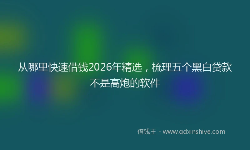 从哪里快速借钱2026年精选，梳理五个黑白贷款不是高炮的软件