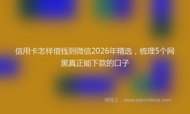 信用卡怎样借钱到微信2026年精选，梳理5个网黑真正能下款的口子