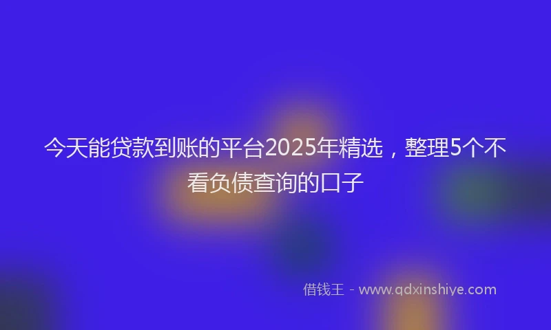 今天能贷款到账的平台2025年精选,整理5个不看负债查询的口子