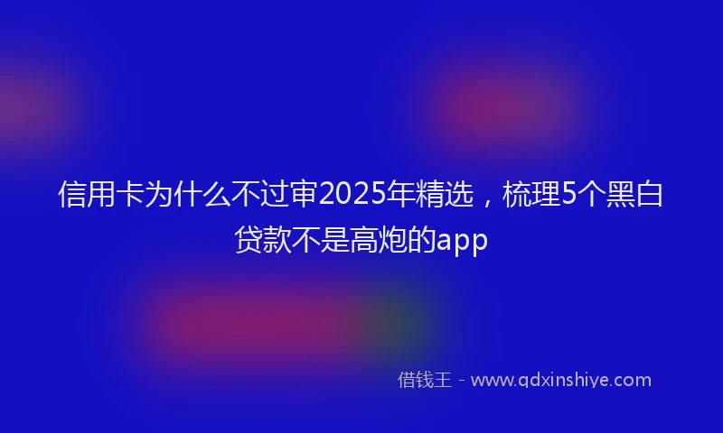 信用卡为什么不过审2025年精选,梳理5个黑白贷款不是高炮的app