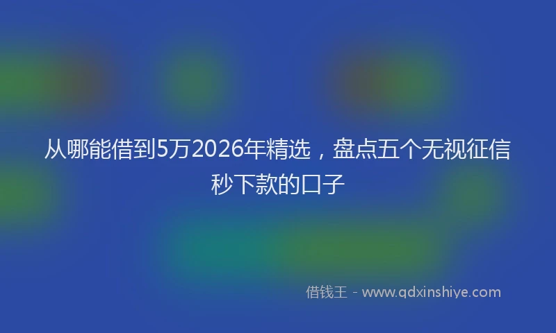 从哪能借到5万2026年精选,盘点五个无视征信秒下款的口子