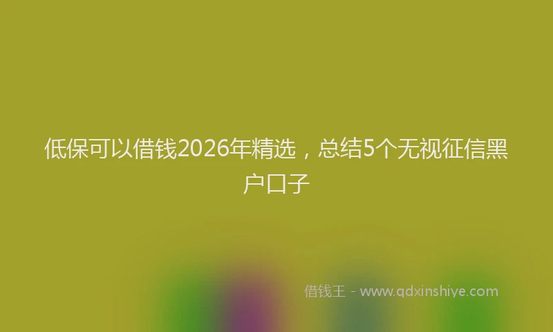 低保可以借钱2026年精选,总结5个无视征信黑户口子