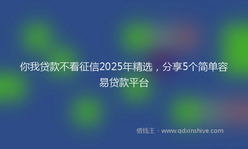 你我贷款不看征信2025年精选，分享5个简单容易贷款平台