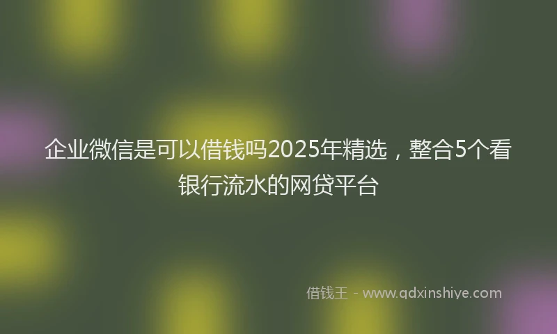 企业微信是可以借钱吗2025年精选，整合5个看银行流水的网贷平台