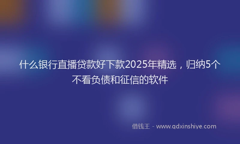 什么银行直播贷款好下款2025年精选，归纳5个不看负债和征信的软件