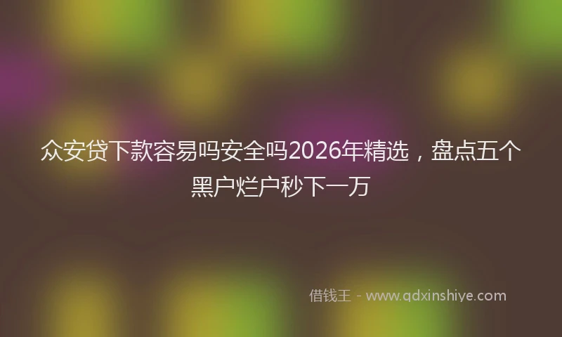众安贷下款容易吗安全吗2026年精选，盘点五个黑户烂户秒下一万