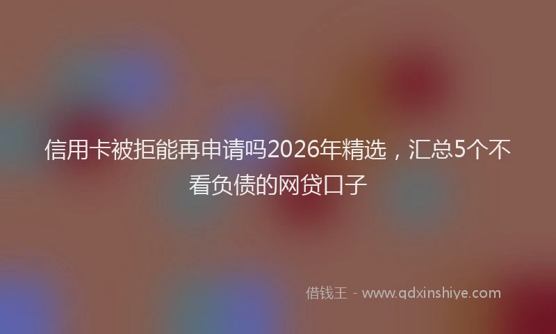 信用卡被拒能再申请吗2026年精选，汇总5个不看负债的网贷口子