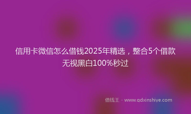 信用卡微信怎么借钱2025年精选,整合5个借款无视黑白100%秒过