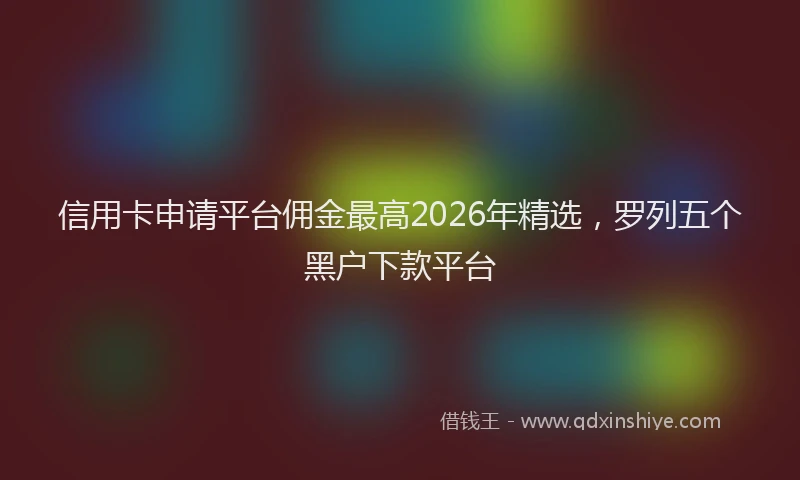 信用卡申请平台佣金最高2026年精选，罗列五个黑户下款平台