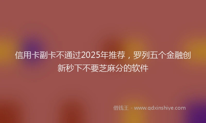 信用卡副卡不通过2025年推荐，罗列五个金融创新秒下不要芝麻分的软件