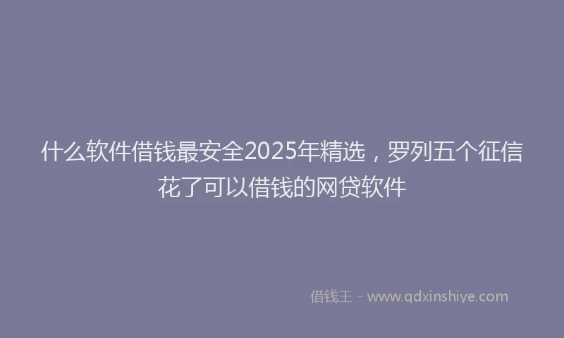 什么软件借钱最安全2025年精选，罗列五个征信花了可以借钱的网贷软件