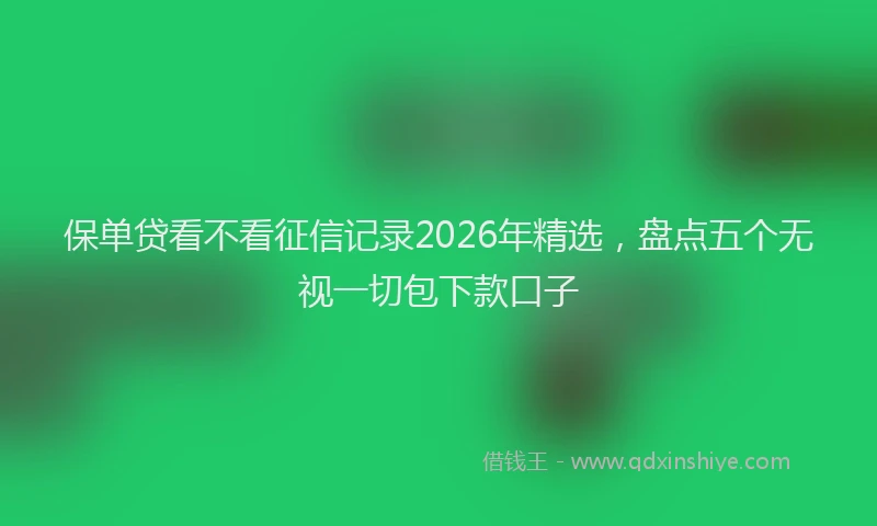 保单贷看不看征信记录2026年精选，盘点五个无视一切包下款口子