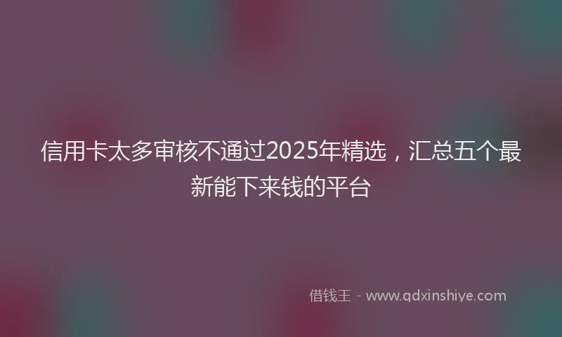 信用卡太多审核不通过2025年精选，汇总五个最新能下来钱的平台