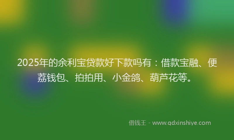 2025年的余利宝贷款好下款吗有：借款宝融、便荔钱包、拍拍用、小金鸽、葫芦花等。