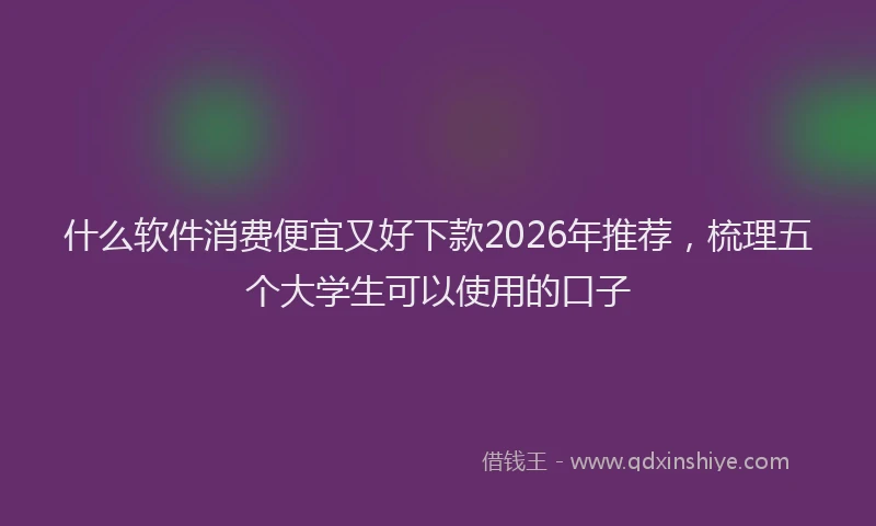 什么软件消费便宜又好下款2026年推荐，梳理五个大学生可以使用的口子