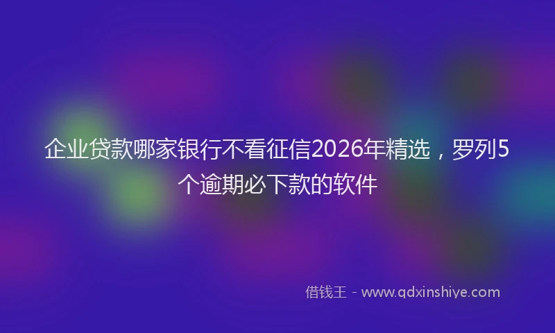 企业贷款哪家银行不看征信2026年精选，罗列5个逾期必下款的软件