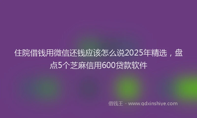住院借钱用微信还钱应该怎么说2025年精选，盘点5个芝麻信用600贷款软件