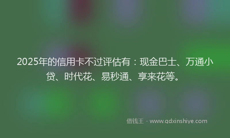 2025年的信用卡不过评估有:现金巴士、万通小贷、时代花、易秒通、享来花等。