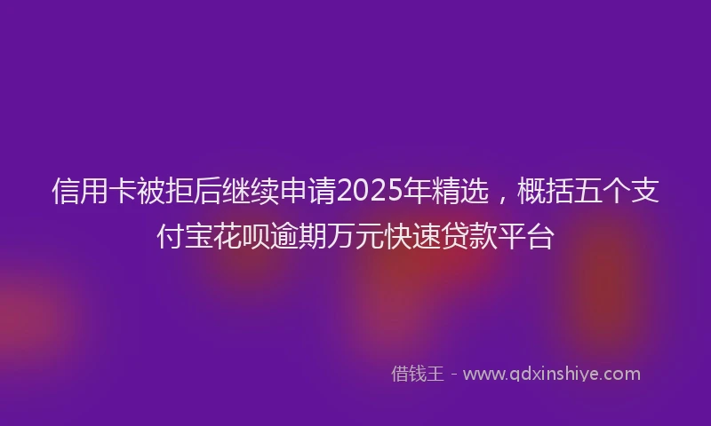 信用卡被拒后继续申请2025年精选,概括五个支付宝花呗逾期万元快速贷款平台