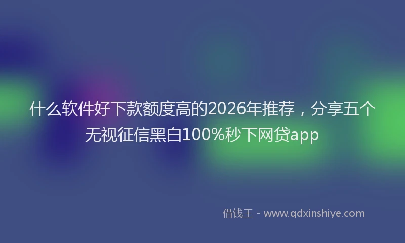 什么软件好下款额度高的2026年推荐，分享五个无视征信黑白100%秒下网贷app