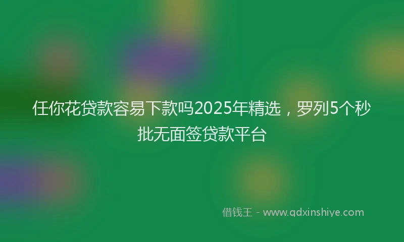 任你花贷款容易下款吗2025年精选，罗列5个秒批无面签贷款平台