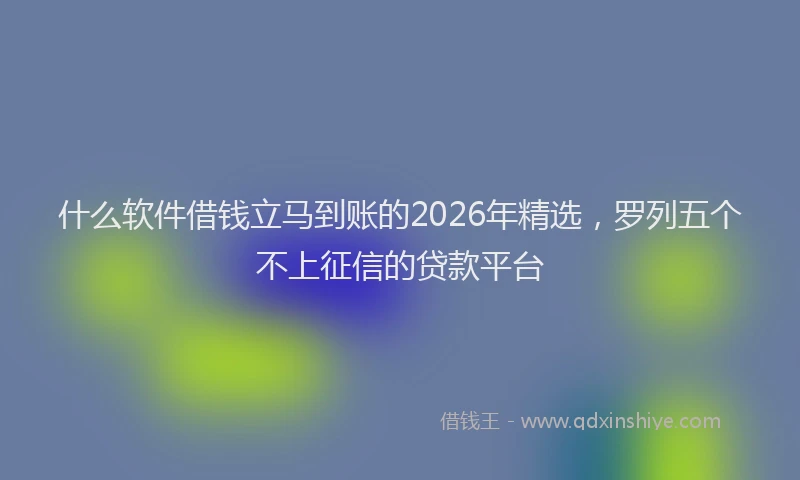 什么软件借钱立马到账的2026年精选，罗列五个不上征信的贷款平台