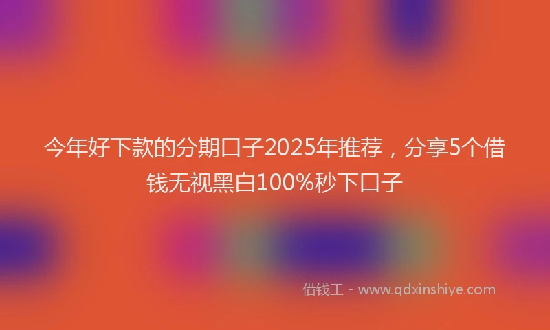 今年好下款的分期口子2025年推荐，分享5个借钱无视黑白100%秒下口子