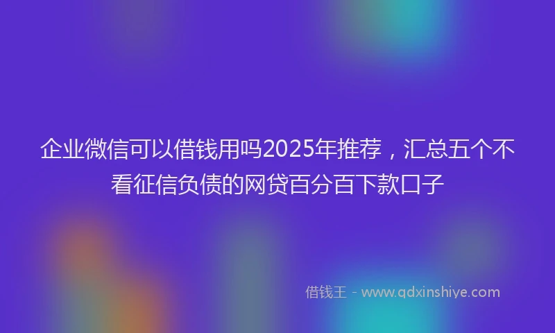 企业微信可以借钱用吗2025年推荐，汇总五个不看征信负债的网贷百分百下款口子