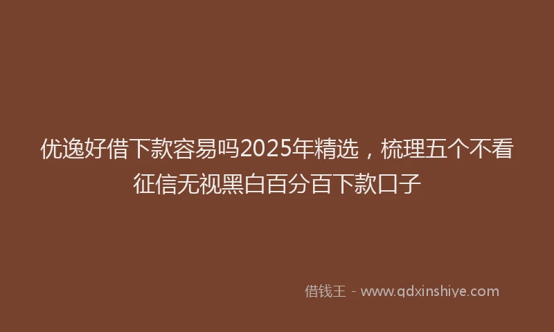 优逸好借下款容易吗2025年精选，梳理五个不看征信无视黑白百分百下款口子