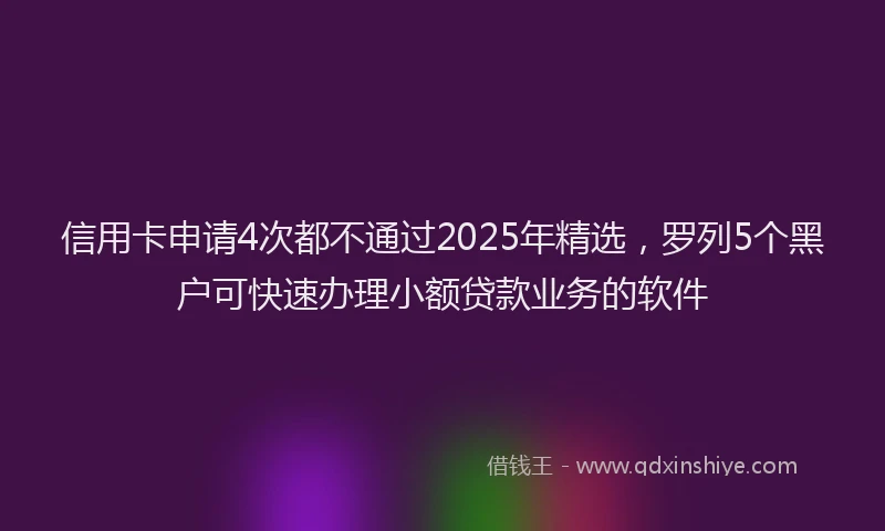 信用卡申请4次都不通过2025年精选，罗列5个黑户可快速办理小额贷款业务的软件